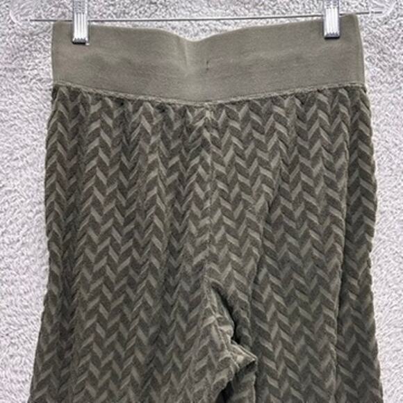 Nike Women's Small Joggers Green Terry Cloth Chevron Pattern Pull Tie Activewear - Picture 9 of 9